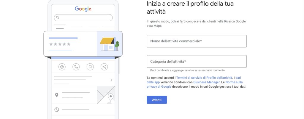 crea il tuo Google Business Profile