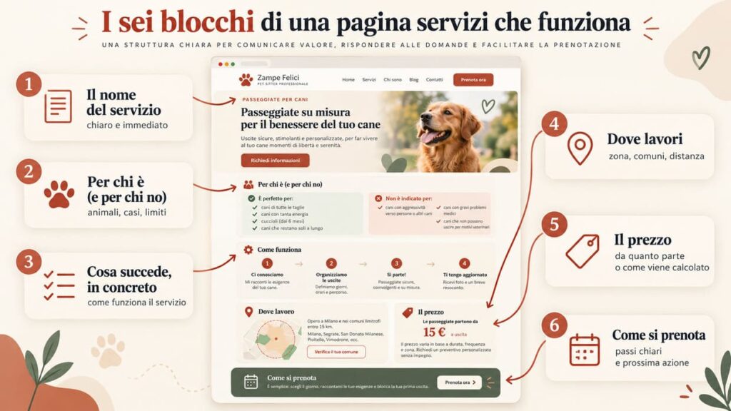 I sei blocchi di una pagina servizi che funziona