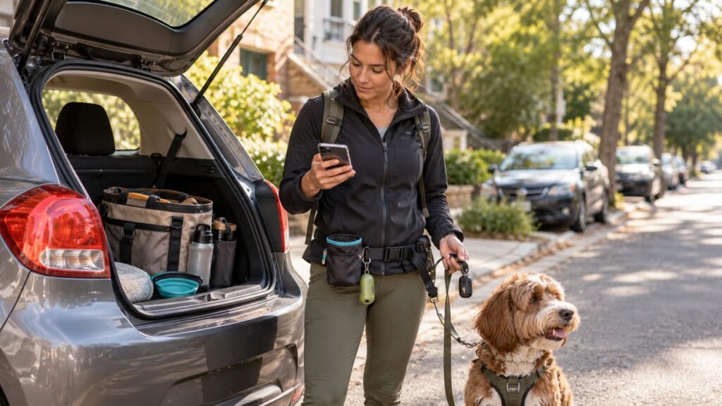 Preparativi per una passeggiata col cane